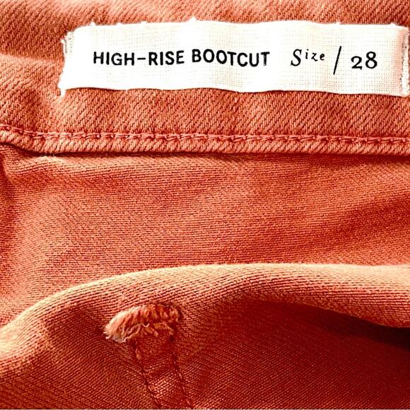 Pilcro and the Letterpress Salmon High-Rise Bootcut Raw Hem Cropped Jeans - 28 - Picture 9 of 13